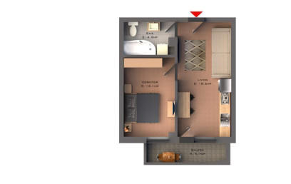 Apartament, 2 camere,  Open space ,  41 mp , Visani, de vanzare,  (aproape de Family Market) 153791